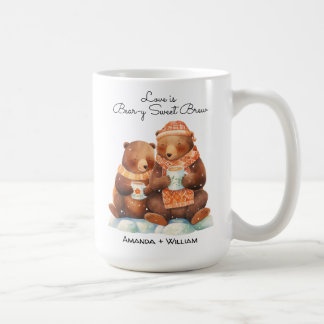 Kärlek är Bear-y Sweet Tecknad Cuddle Kaffemugg