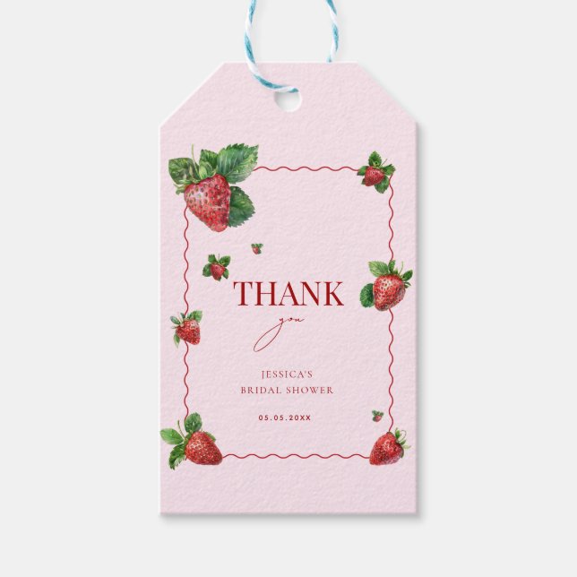 Kärlek är Berry Söt Rosa Jordgubbs Bröllopsdusch Presentetikett (Framsidan)