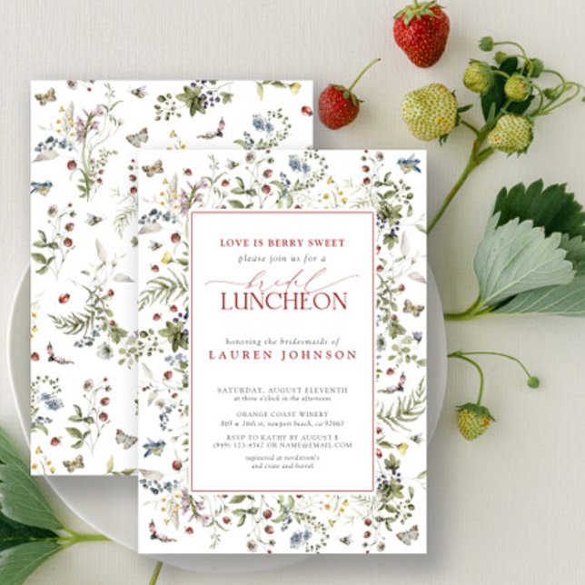 Kärlek är Berry Sweet Elegant Blommigt Möhippa Lun Inbjudningar (Bridal Luncheon Invitation!)