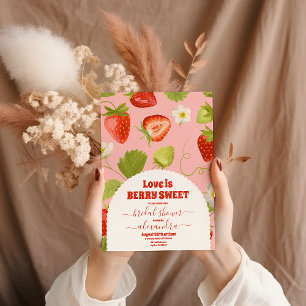 Kärlek är berry Sweet Möhippa Strawberry Inbjudningar