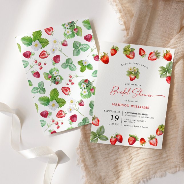 Kärlek är berry Sweet Möhippa Strawberry Inbjudningar (Skapare uppladdad)