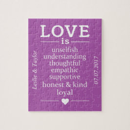 Kärlek är… beställnings- namn, daterar & färgar pussel