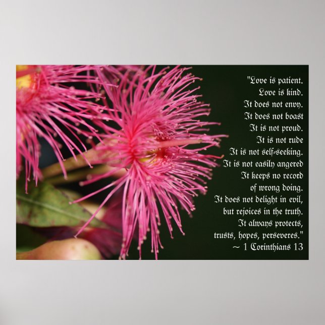 Kärlek är Bible verse Bröllop Gift Poster (Framsidan)