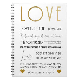 Kärlek är BIble verse Typography Guld Chic Anteckningsbok
