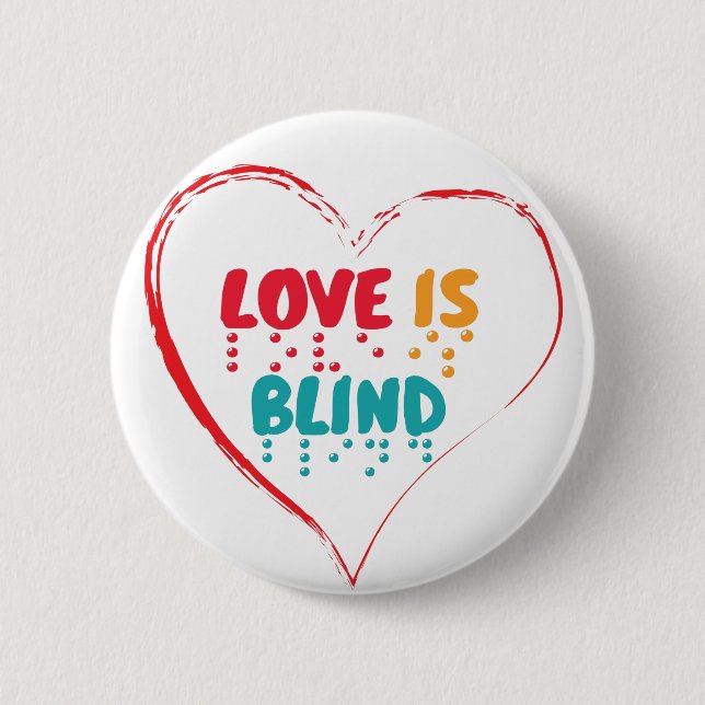 Kärlek är Blind Braille Heart Knapp (Framsida)