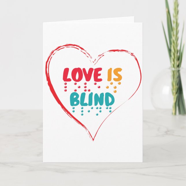 Kärlek är Blind Braille Heart Kort (Framsida)