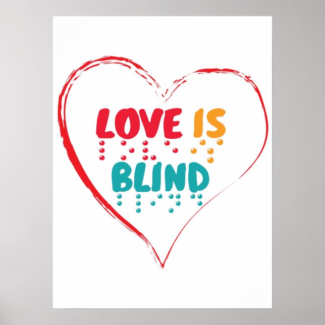 Kärlek är Blind Braille Heart Poster (Framsidan)