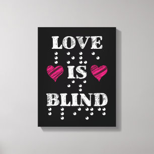 Kärlek är Blind Braille Hjärtar Canvastryck