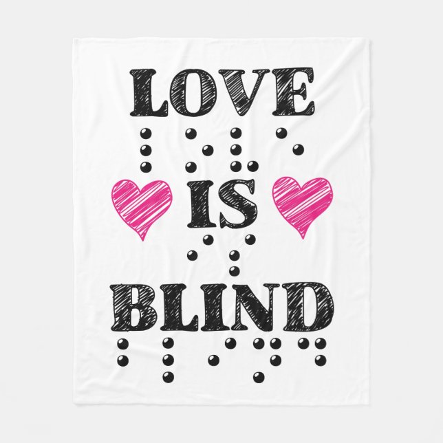 Kärlek är Blind Braille Hjärtar Fleecefilt (Framsidan)