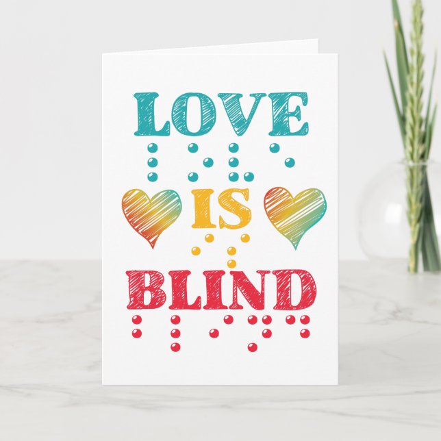 Kärlek är Blind Braille Hjärtar Kort (Framsida)