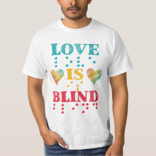 Kärlek är Blind Braille Hjärtar T Shirt
