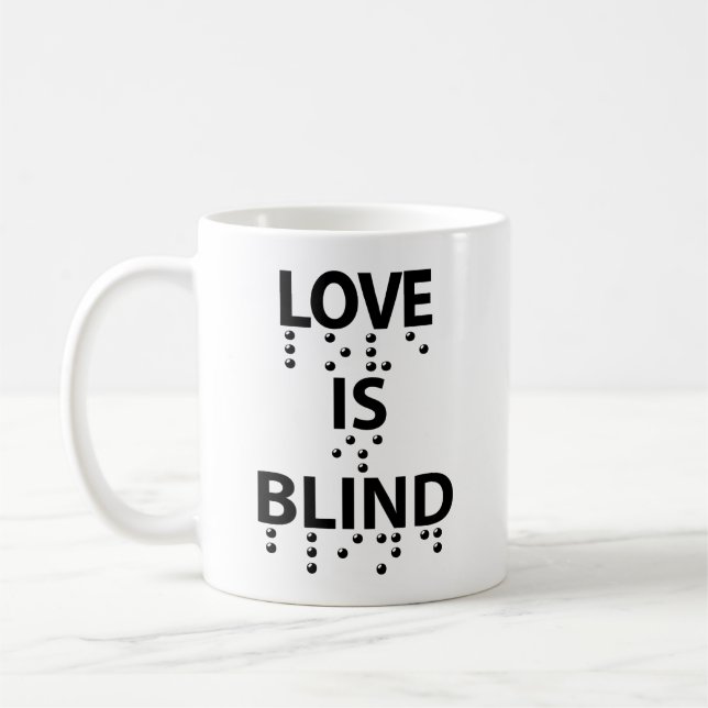 Kärlek är Blind Braille Kaffemugg (Vänster)
