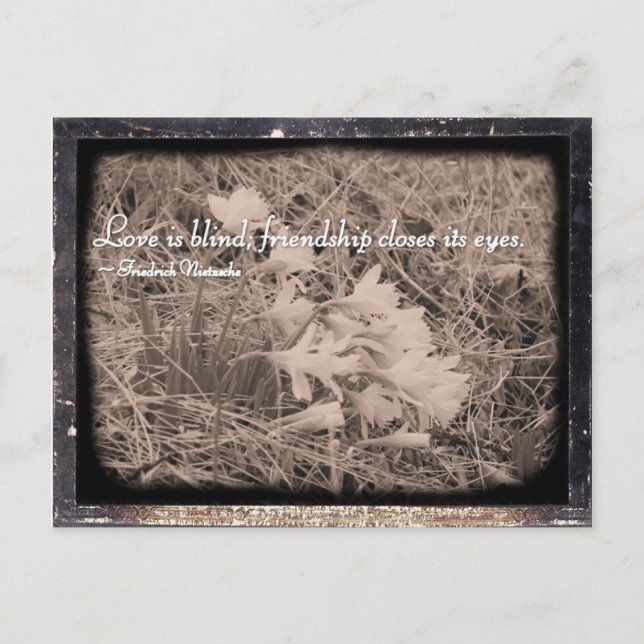 Kärlek är blind, vänskap stänger ögon vykort (Framsida)