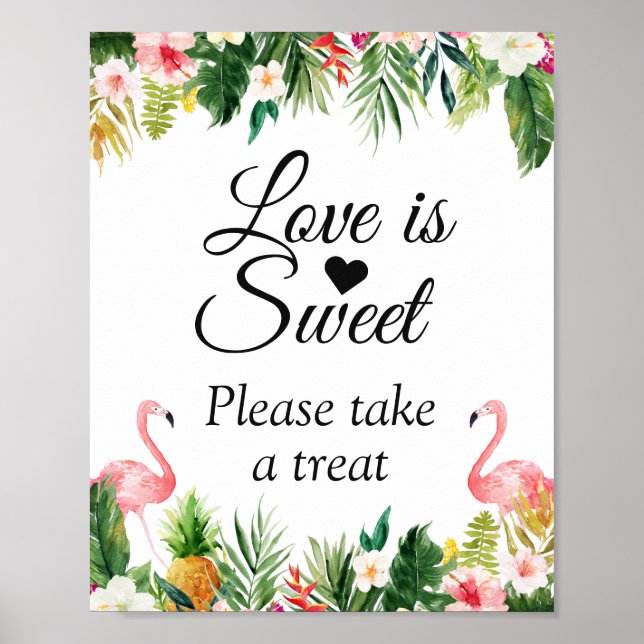Kärlek är Blommigt för sötvattensfärgstecken Poster (Framsidan)