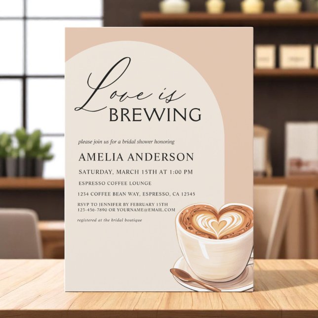 Kärlek är Brewing Arch Coffee Möhippa Inbjudningar (Skapare uppladdad)