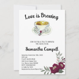 Kärlek är Brewing Blommigt Marsala Tea Möhippa Inbjudningar
