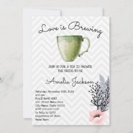 Kärlek är Brewing Elegant Flowers Tea Möhippa Inbjudningar
