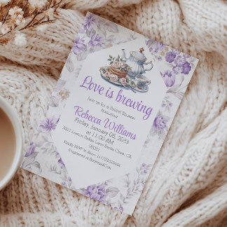 Kärlek är Brewing Lavender Tea Blommigt Möhippa Inbjudningar