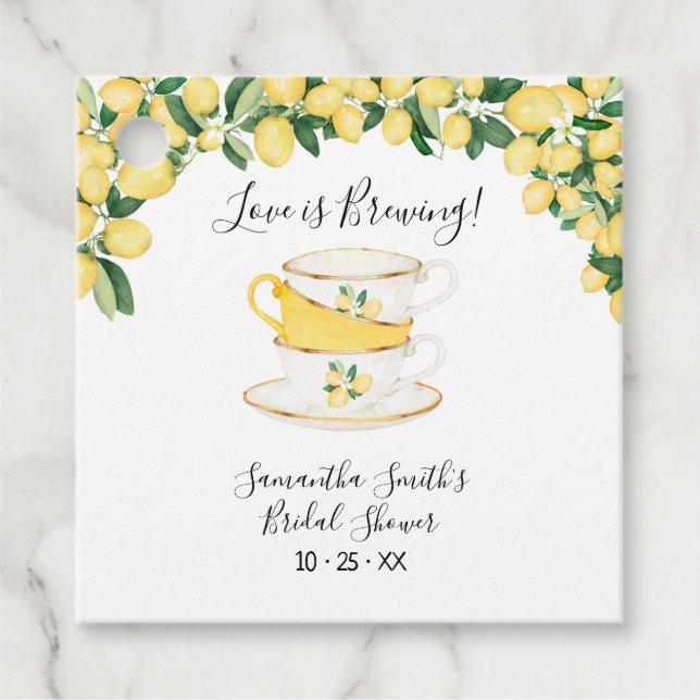 Kärlek är Brewing Lemons Tea Möhippa Gåvor Etiketter (Framsida)