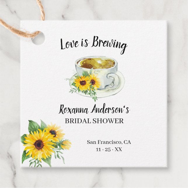 Kärlek är Brewing SunblommTea Möhippa Gåvor Etiketter (Framsida)