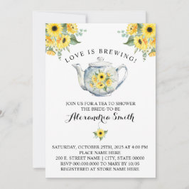 Kärlek är Brewing Tea Möhippa Solblommor Inbjudningar