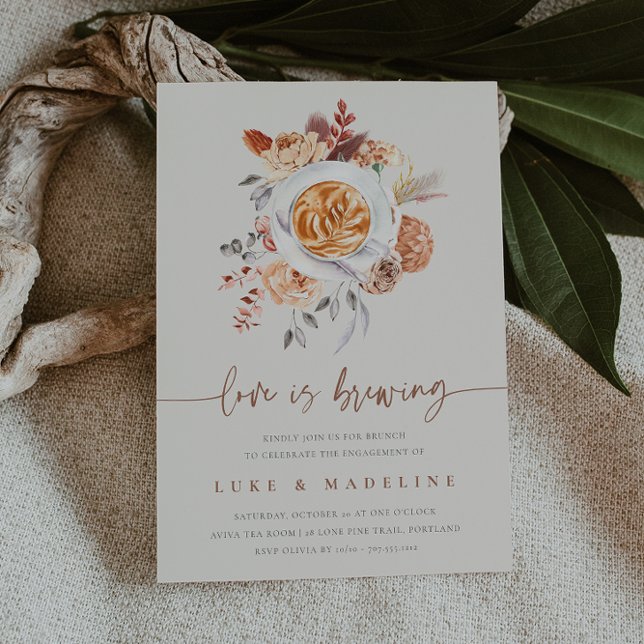 Kärlek är brinnande Förlovningsfesten för kaffe Br Inbjudningar (Skapare uppladdad)