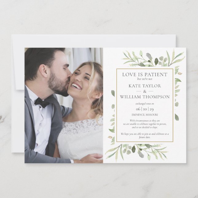 Kärlek är Bröllop meddelande om patientutvandring Inbjudningar (Framsida)