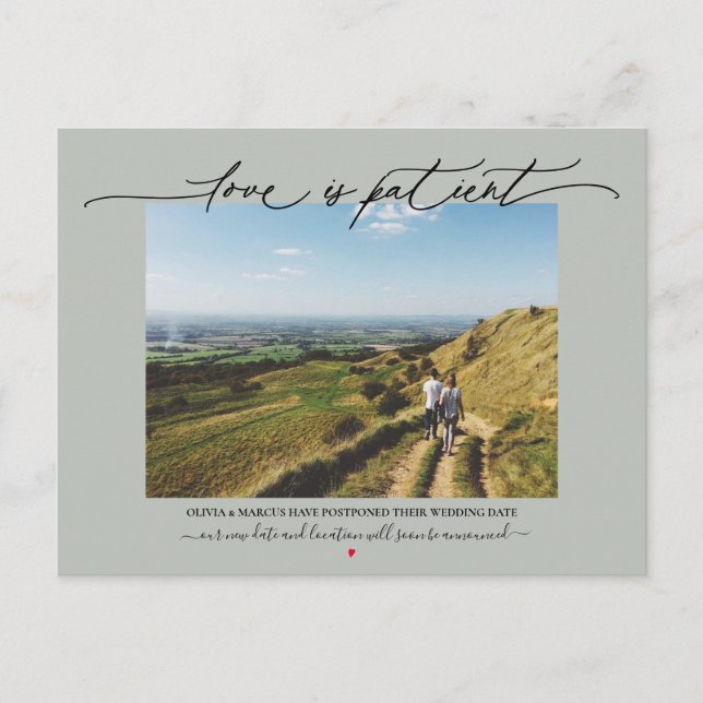 Kärlek är Bröllop postponement Sage Vykort (Framsida)