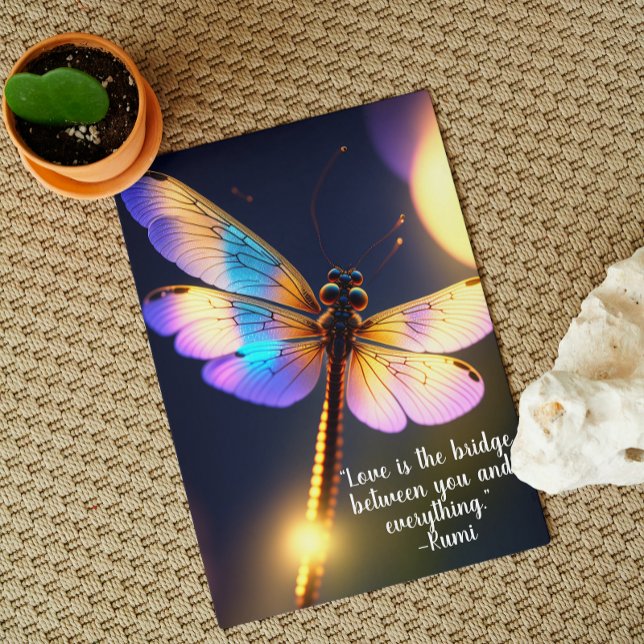 Kärlek är bron Rumi Quote Dragonfly Hälsning Kort (A beautiful card to give or to frame...or both!)