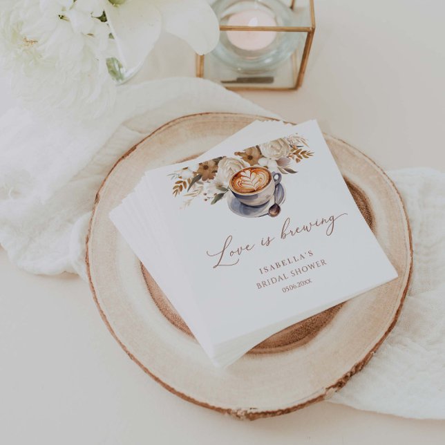 Kärlek är bryggande kaffe bröllopsdusch pappersservett (Skapare uppladdad)