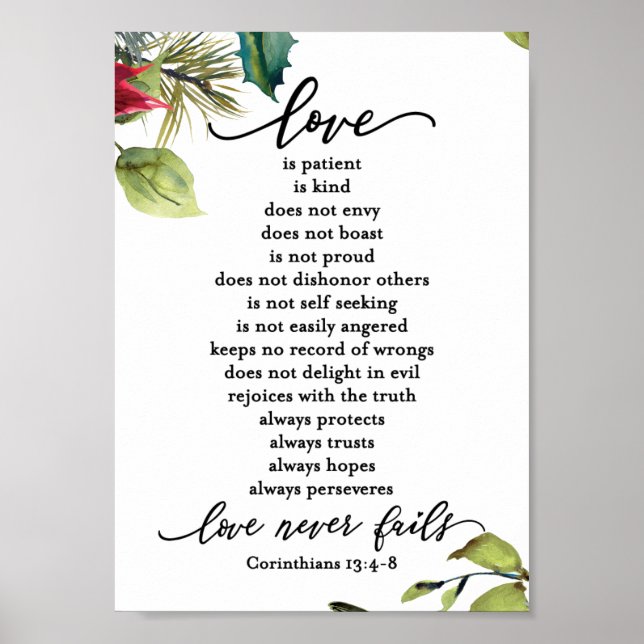 Kärlek är Corinthians Scripture Verse Couples Poster (Framsidan)