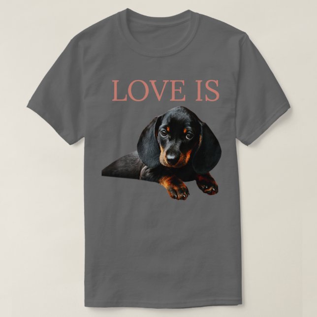 Kärlek är Dachshund Hund1 T Shirt (Design framsida)