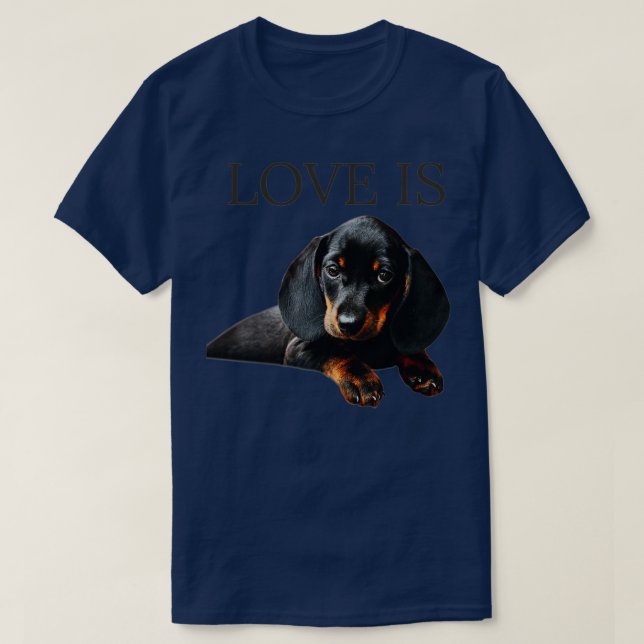 Kärlek är Dachshund Hund T Shirt (Design framsida)