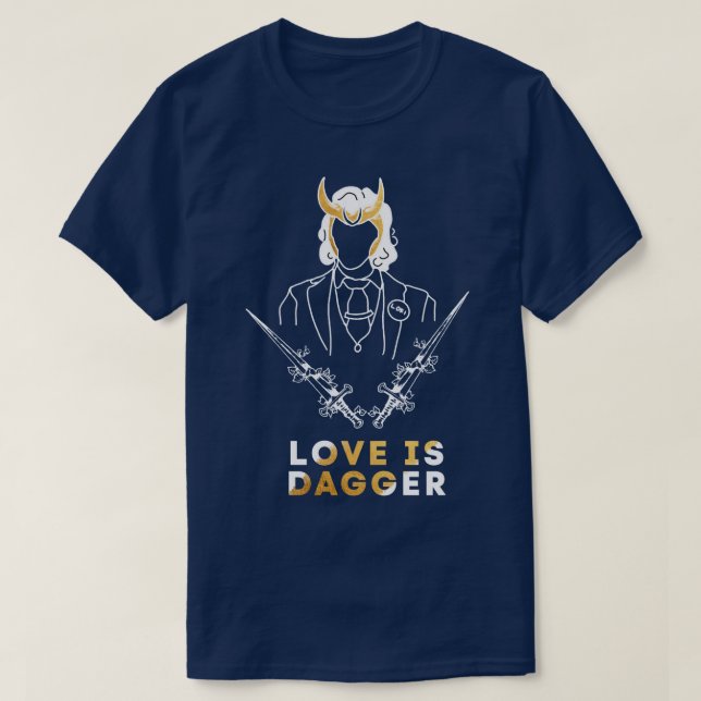 Kärlek är Dagger White Guld Design T Shirt (Design framsida)