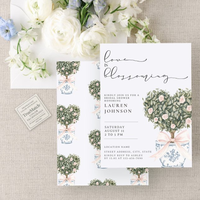 Kärlek är den kinesiska Rosan Blossoming Chinoiser Inbjudningar (Skapare uppladdad)