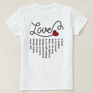 Kärlek är den röda hjärtaversen för tålmodig t shirt