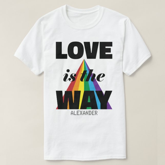 Kärlek är den svarta regnbågens Personlig i Namn T Shirt (Design framsida)