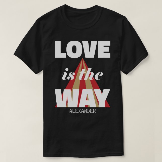 Kärlek är den vita röda Guld-Personligen Namn T Shirt (Design framsida)
