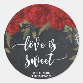 kärlek är det söta röd ros bröllop möhippa-klister runt klistermärke