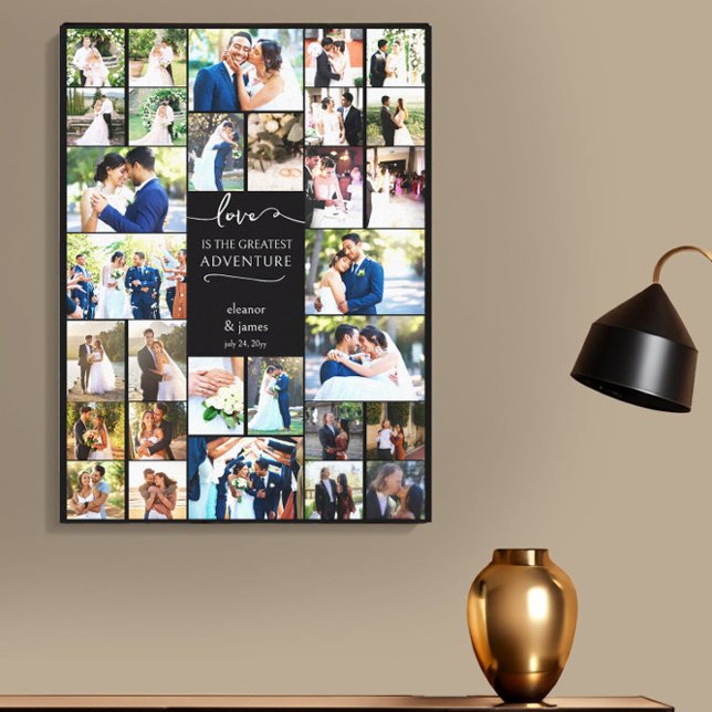 Kärlek är det Största Äventyret Bröllopsfoto Colla Canvastryck (Love is the greatest adventure wedding photo canvas by Darling & May)