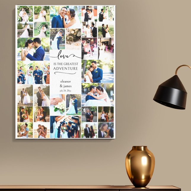 Kärlek är det Största Äventyret Bröllopsfoto Displ Canvastryck (Love is the greatest adventure wedding photo canvas by Darling & May)