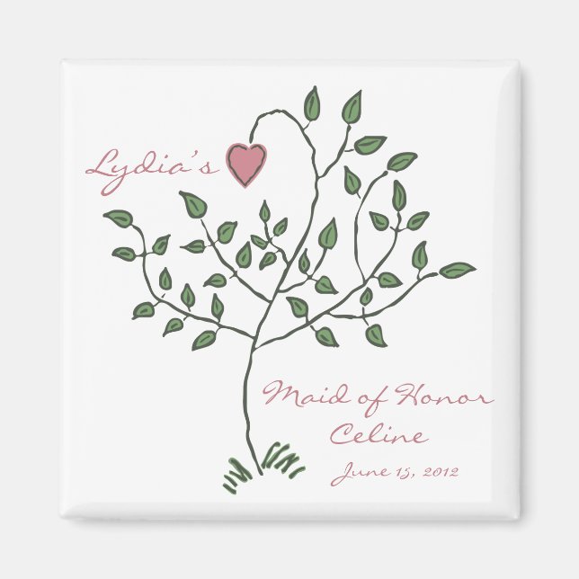 Kärlek är djupt rotat Maid of honor Square Magnet (Framsidan)