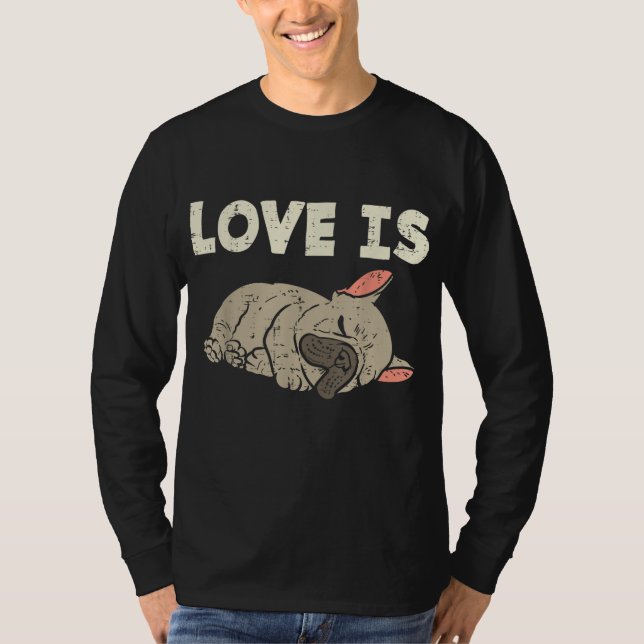 Kärlek är egen Fransk Bulldog Cute Frenchie Hund ä T Shirt (Framsida)