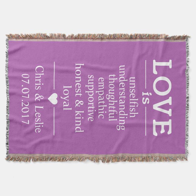 Kärlek är ... egna namn, datum och färg-filtret mysfilt (Framsidan)