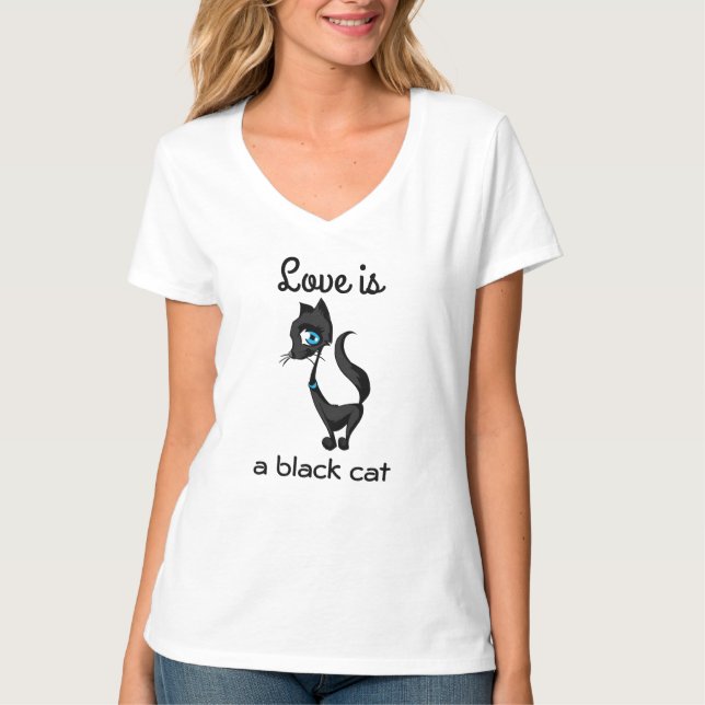 Kärlek är en Black Cat T-shirt (Framsida)