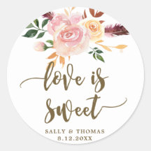 kärlek är en boho blommigt rosa-dekal