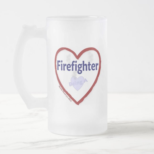 Kärlek är en brandman frostat ölglas (Vänster)