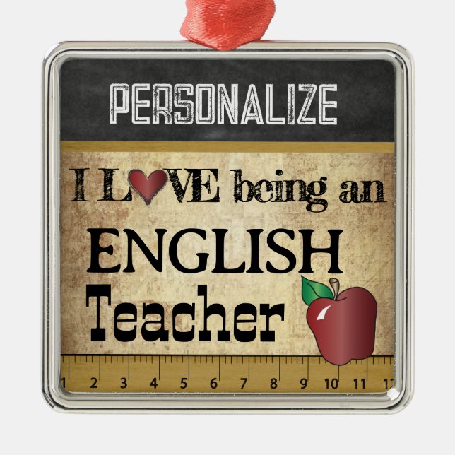 Kärlek är en engelsk lärare | VINTAGE Julgransprydnad Metall (Framsidan)