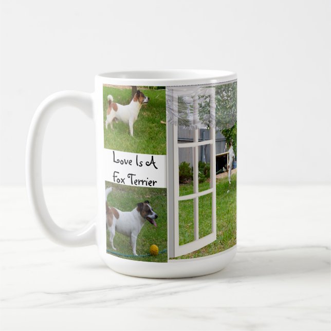 Kärlek är en Fox Terrier. Kaffemugg (Vänster)