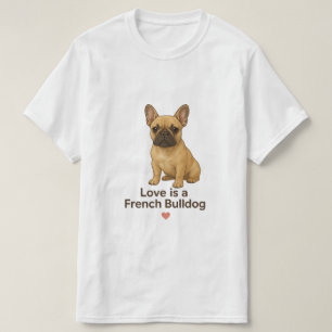 Kärlek är en fransk bulldogg – söt realistisk fran t shirt